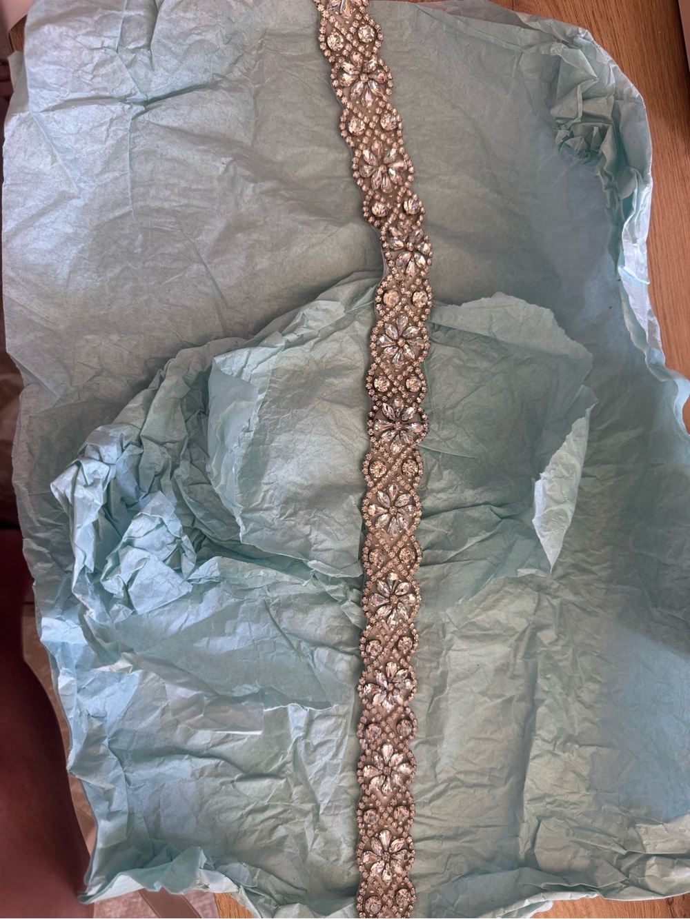 Embellished Crystal Flower Belt - Silver Rhinestones - Wedding